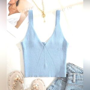 Baby Blue Ribbed Tank Top